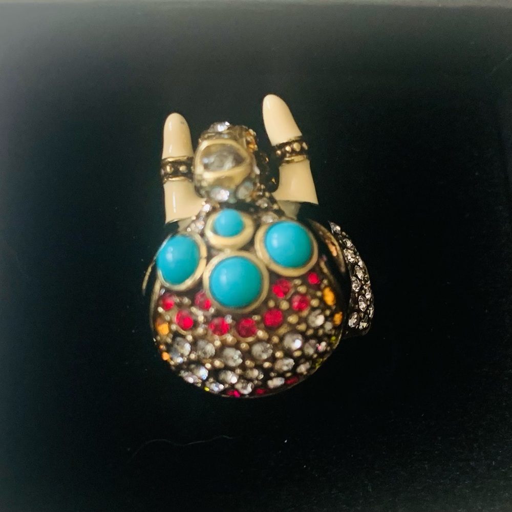 Heidi Daus Gold and Turquoise Elephant Ring - Picture 2 of 7